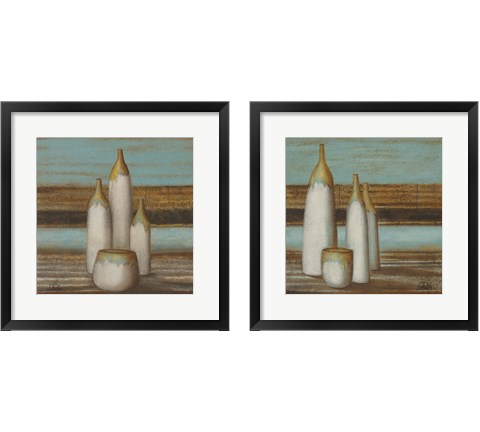 Elegantisimo on Teal  2 Piece Framed Art Print Set by Patricia Pinto