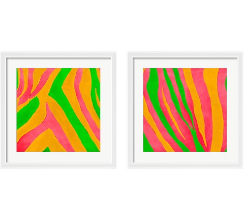 Psychedelic Zebra Print 2 Piece Framed Art Print Set by Patricia Pinto