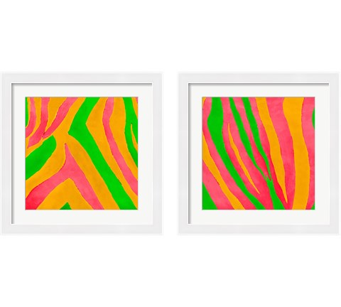 Psychedelic Zebra Print 2 Piece Framed Art Print Set by Patricia Pinto