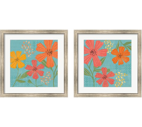 Mod Floral  2 Piece Framed Art Print Set by Veronique Charron