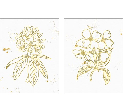 Gold Blooms 2 Piece Art Print Set by Wild Apple Portfolio