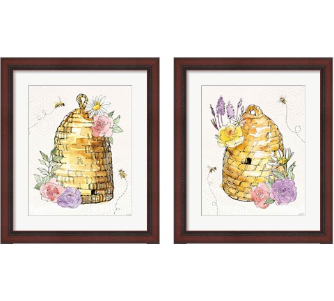 Honeybee Blossoms 2 Piece Framed Art Print Set by Anne Tavoletti