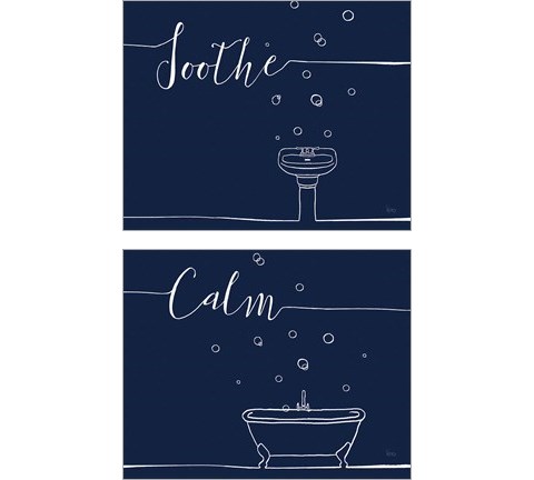 Underlined Bath Navy 2 Piece Art Print Set by Veronique Charron