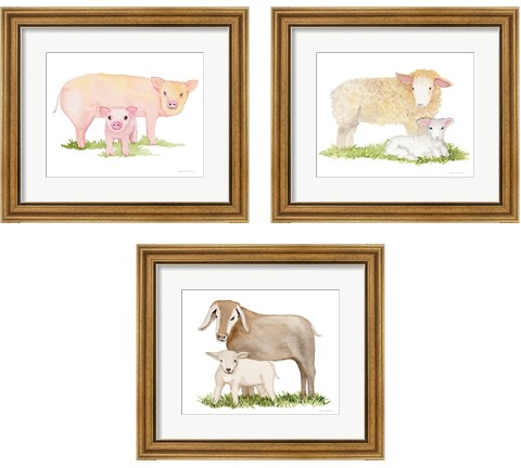 Life on the Farm Animal Element 3 Piece Framed Art Print Set by Kathleen Parr McKenna