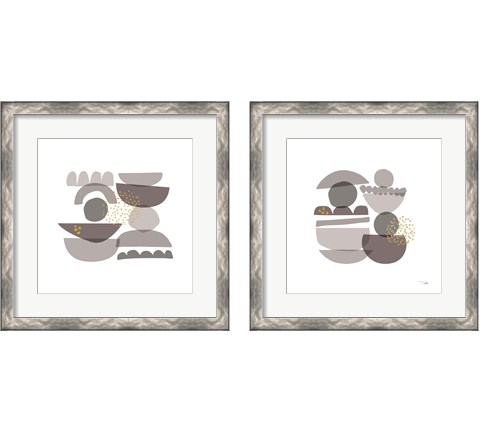 Crowded Forms grey 2 Piece Framed Art Print Set by Pela