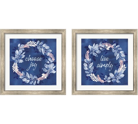 Indigo Petals 2 Piece Framed Art Print Set by Beth Grove