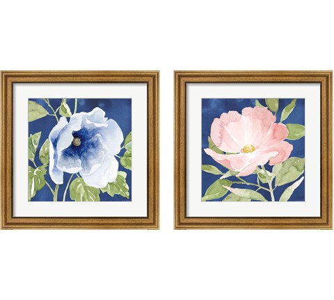 Indigo Petals 2 Piece Framed Art Print Set by Beth Grove