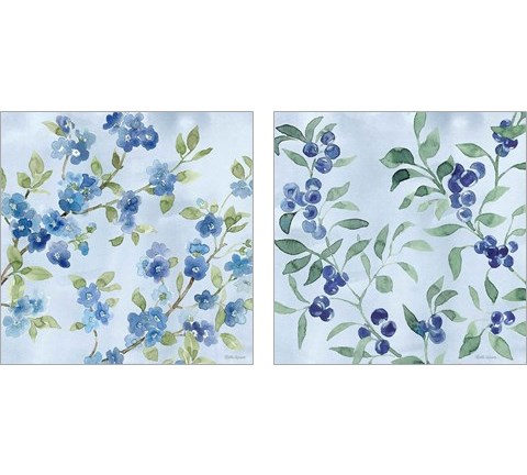 Indigo Petals 2 Piece Art Print Set by Beth Grove