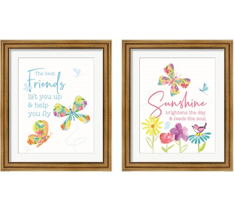 Dreams Take Flight on White 2 Piece Framed Art Print Set by Tara Reed