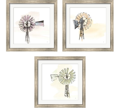 Windmill  3 Piece Framed Art Print Set by Chris Paschke