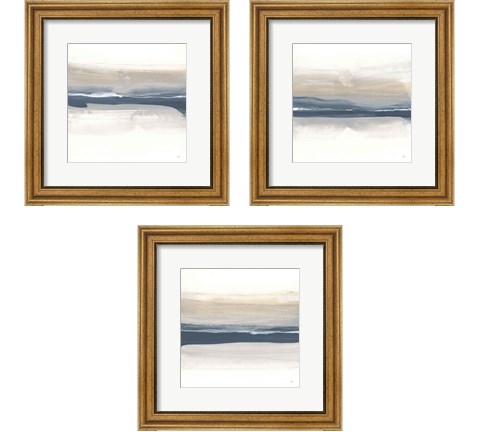 Tonal Blue Gray 3 Piece Framed Art Print Set by Chris Paschke