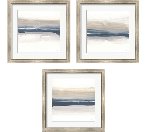 Tonal Blue Gray 3 Piece Framed Art Print Set by Chris Paschke