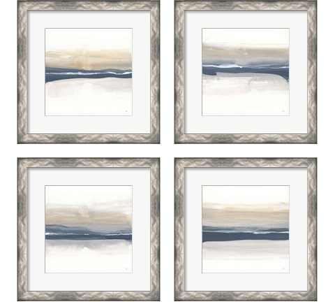 Tonal Blue Gray 4 Piece Framed Art Print Set by Chris Paschke