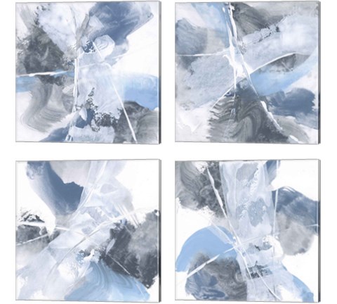 White Line Blues 4 Piece Canvas Print Set by Chris Paschke