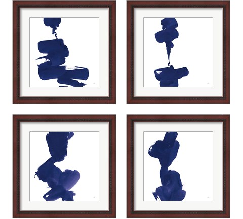 Swash Indigo 4 Piece Framed Art Print Set by Chris Paschke