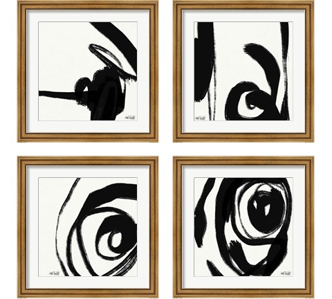 Black and White Abstract 4 Piece Framed Art Print Set by Anne Tavoletti