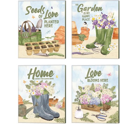 In My Garden 4 Piece Canvas Print Set by Tara Reed