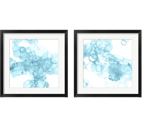 Bubble Square Aqua 2 Piece Framed Art Print Set by Kelsey Wilson