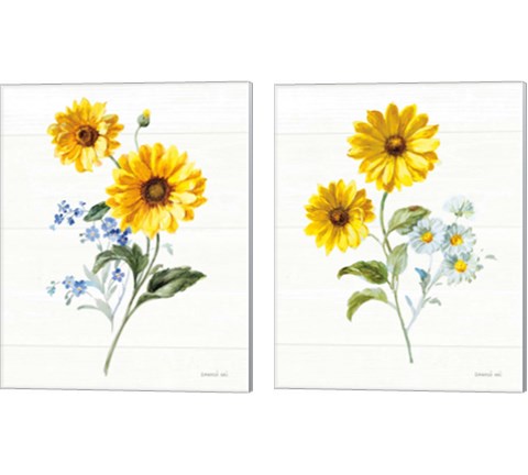 Bees and Blooms Flowers 2 Piece Canvas Print Set by Danhui Nai