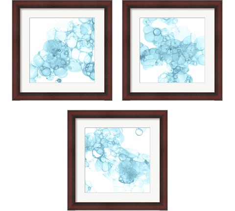 Bubble Square Aqua 3 Piece Framed Art Print Set by Kelsey Wilson