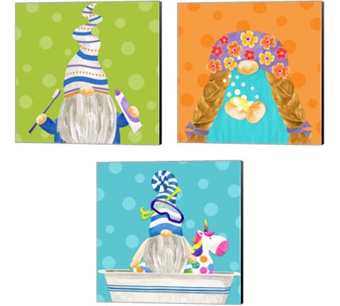 Bathroom Gnomes 3 Piece Canvas Print Set by Tara Reed