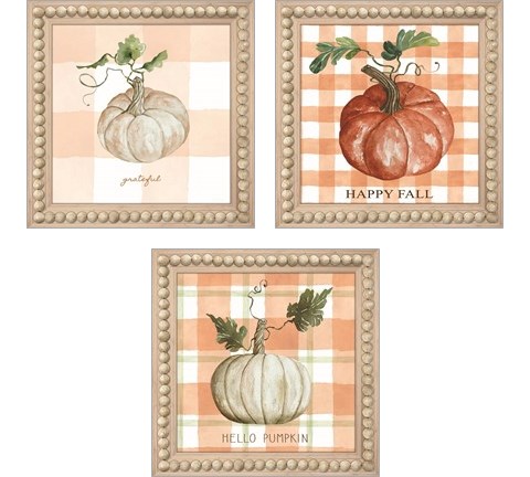 Plaid Pumpkin 3 Piece Art Print Set by Cindy Jacobs