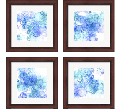 Bubble Square Aqua & Blue 4 Piece Framed Art Print Set by Kelsey Wilson