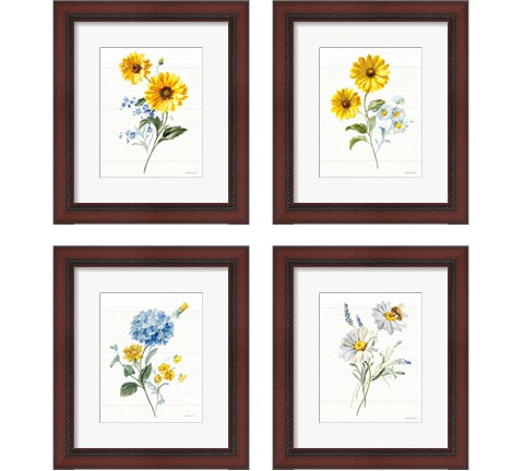 Bees and Blooms Flowers 4 Piece Framed Art Print Set by Danhui Nai