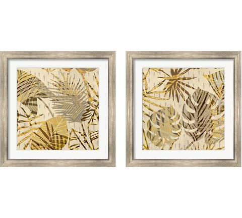 Palm Festoon Gold 2 Piece Framed Art Print Set by Eve C. Grant