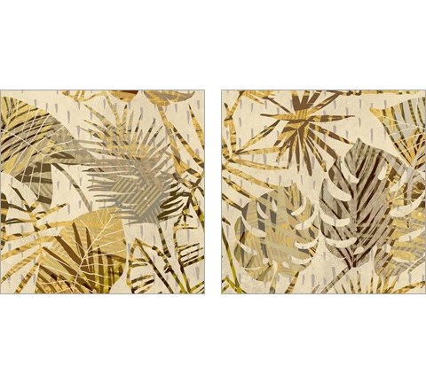 Palm Festoon Gold 2 Piece Art Print Set by Eve C. Grant