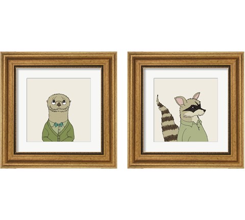 Animals on Cream 2 Piece Framed Art Print Set by Wild Apple Portfolio