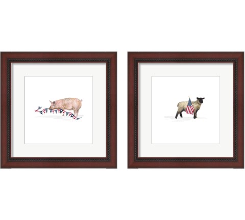 All American Farmhouse on White 2 Piece Framed Art Print Set by Tara Reed