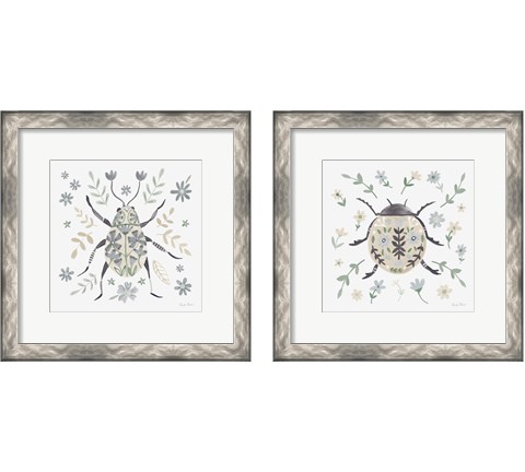 Folk Beetle 2 Piece Framed Art Print Set by Farida Zaman