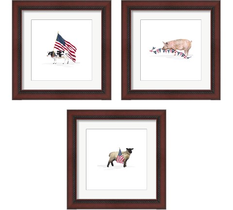 All American Farmhouse on White 3 Piece Framed Art Print Set by Tara Reed