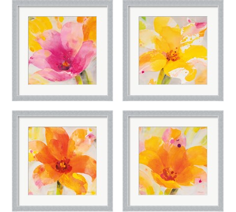 Bright Tulips 4 Piece Framed Art Print Set by Albena Hristova