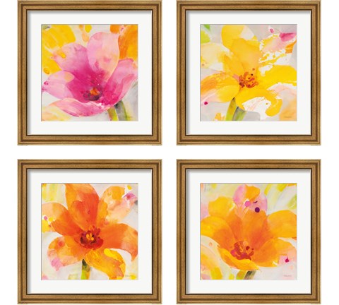 Bright Tulips 4 Piece Framed Art Print Set by Albena Hristova