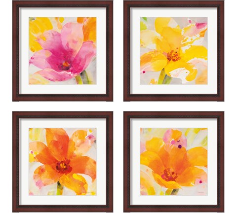 Bright Tulips 4 Piece Framed Art Print Set by Albena Hristova