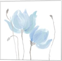 Framed 'Floral Sway Blue I' border=