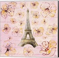 Framed 'Golden Paris on Floral I' border=