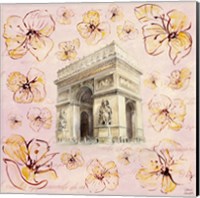 Framed 'Golden Paris On Floral II' border=