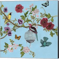 Framed 'Bird Song Chinoiserie II' border=