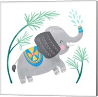 Framed 'Playful Pals -Elephant' border=