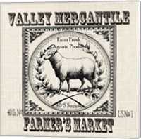 Framed 'Farmhouse Grain Sack Label Sheep' border=