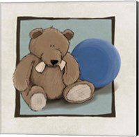 Framed Teddy Bear and Ball