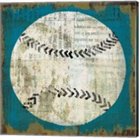 Framed 'Ball I on Blue' border=