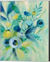 Framed 'Elegant Blue Floral I' border=