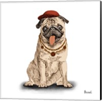 Framed 'Pugs in Hats I' border=