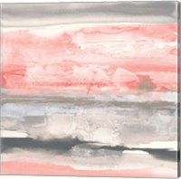 Framed 'Charcoal and Coral II' border=