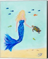 Framed 'Mermaid and Sea Turtle II' border=