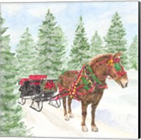 Framed 'Sleigh Bells Ring III Sleigh Ride' border=